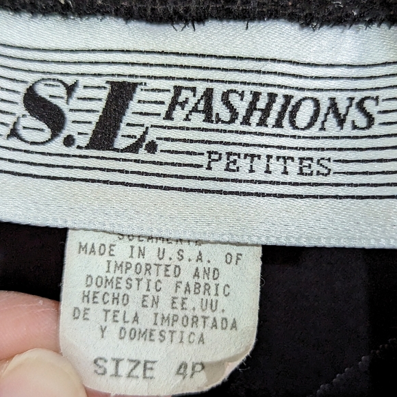 S L Fashions vintage black & white cowl neck bias cut dress size 4 petite - Picture 3 of 9